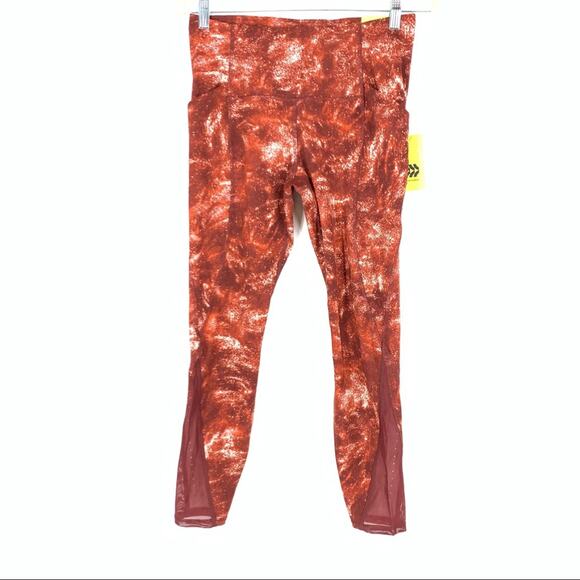 All In Motion High Rise 7/8 Legging Sculpted Mesh Red Galaxy Print Medium - Picture 2 of 9